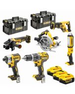 Pack de 6 herramientas Dewalt xr li-ion 18v (3x5ah) con maletín tough syste