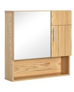Armário casa de banho com espelho mdf e vidro cor de madeira natural