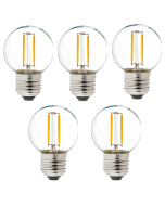 5x bombilla filamento LED g45 blanco cálido, 1w E27 plástico resistente
