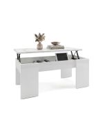 Mesa de centro elevable con almacenaje 100x42,5-53 cm vita blanco - mármol