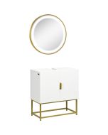 Conjunto de baño 60x30x65 cm mdf, aleación de aluminio bicolor kleankin
