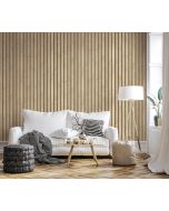 Papel pintado tnt autoadhesivo panel de lamas madera y beige 53x600 cm