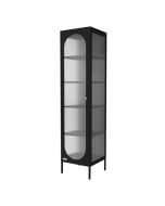 Vitrina 42x175x40 cm, negra, estrecha con 5 estantes y 1 puerta