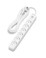 Aigostar regleta enchufes, alargador 6 enchufes, cable 5m, blanco