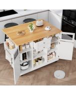 Isla de cocina con ruedas 1 cajón blanco 93,5x140x40cm