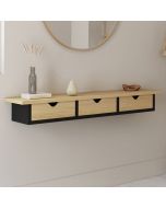 Consola mural con 3 cajones madera y negro 80 cm