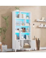 Estantería con 2 puertas y luz LED blanca 173x80x30cm