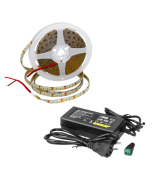 Kit tira LED 12v blanco 4200k 600LED 5m ip65 corte 25mm + transformador