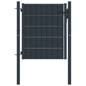 vidaXL puerta de valla de PVC y acero gris antracita 100x101 cm