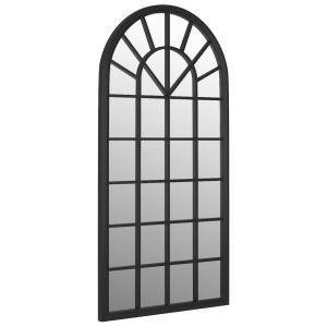 vidaXL espejo de jardín hierro negro para uso exterior 90x45 cm