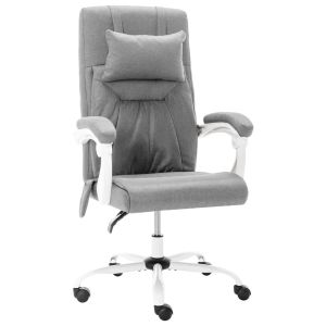 vidaXL silla de oficina de masaje de tela gris
