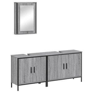 vidaXL set de muebles de baño 3 pzas madera contrachapada gris sonoma