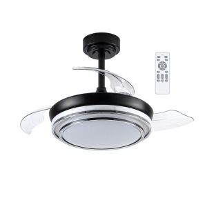 Ventilador de techo con luz LED 46w y aspas plegables mesina mini negro