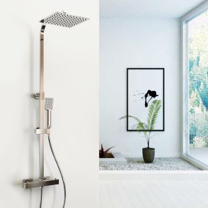 Aica columna ducha alcachofa de ducha con termostato 73-115cm