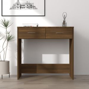 Escritorio de madera contrachapada marrón roble 80x40x75 cm