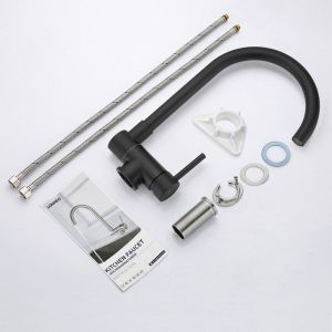 Grifo de cocina - acero inoxidable - negro - plegable - rotación 360° - air