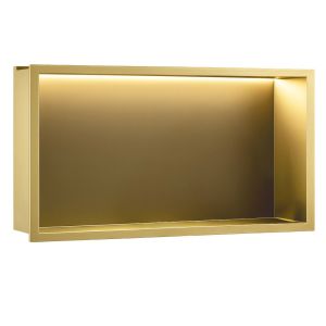 Rea repisa de baño empotrada LED 30x60 brush gold, 10x60x30 cm