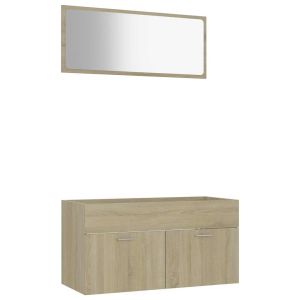 vidaXL set de muebles de baño 2 pzas contrachapada color roble sonoma