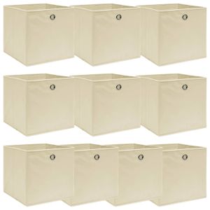vidaXL cajas de almacenaje 10 uds tela crema 32x32x32 cm