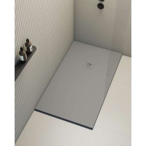 Plato de ducha poalgi - 70x160 cm - gris - extraplano, antideslizante