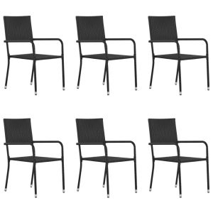 vidaXL sillas de jardín 6 unidades ratán sintético negro