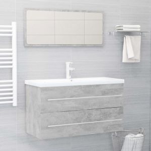 Set muebles de baño 2 piezas madera contrachapada gris hormigón(sin lavabo)