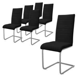 6x sillas de comedor basculante negro asientos cantilever de polipiel