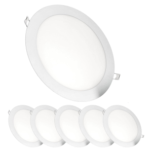 6x downlight LED 18w redondo, de empotrar blanco mate, luz fría 6000k