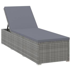 vidaXL tumbona con cojín de ratán sintético gris
