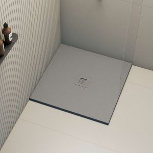 Plato de ducha poaLGi - 80x80 cm - gris - extraplano, antideslizante