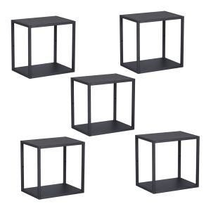 Juego de 5 estantes cubo de pared nostened metal negro [en.casa]