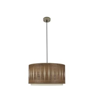 CoLGante alexandra 1xE27 cuero/madera oscura regx40x40 cm