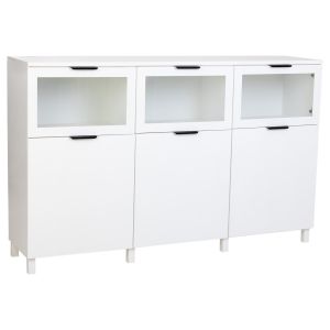 Aparador de madera blanco con 3 puertas y 3 cajones 180x42x114h cm