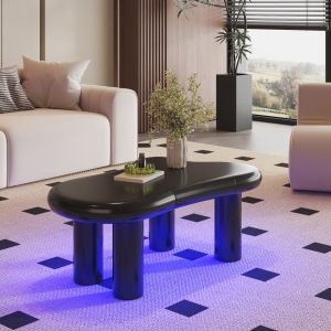Mesa de centro con LED 16 colores y 1 cajón negro 40x98x65,5cm