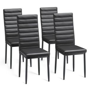 Silla escandinava - cuero pu negro - lote de 4 - 96 cm