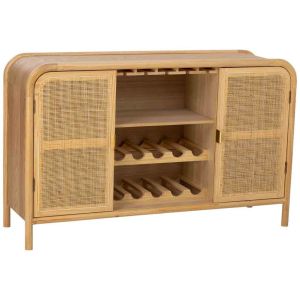 Aparador de madera y ratán marrón 130x39x80h cm