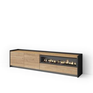 Mueble tv, 207x37x50cm, chimenea eléctrica, LED rf4850