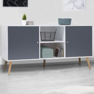Aparador bajo escandinavo - blanco gris - 140 cm