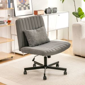 Silla oficina tela gris oscuro ajustable sin reposabrazos