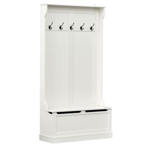 Perchero con banco 96x34x179,7cm mdf color beige Homcom