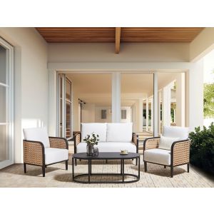 Conjunto de jardín con mesa 4 plazas montefalco metal blanco