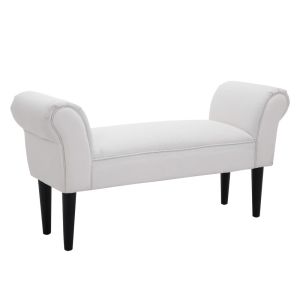 Banco de cama 102x36x51cm madera, textil no tejido y esponja color blanco