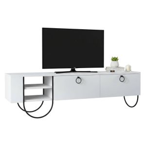 Mueble para tv adige, un estante, madera blanca 150x36x44h cm