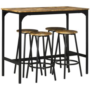 Conjunto de barra industrial marron para 4 personas con 4 taburetes