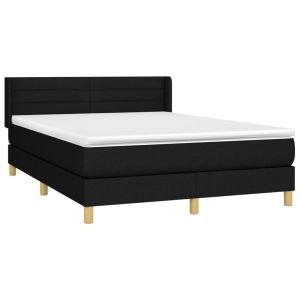 vidaXL cama box spring con colchón tela negro 140x190 cm