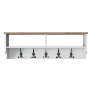Perchero de madera "pino" - 120 x 22 x 37 cm - blanco