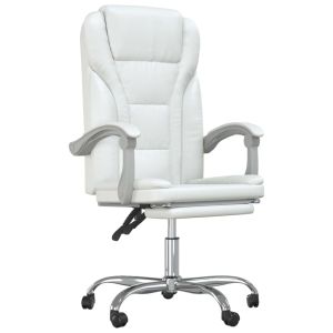 vidaXL silla de oficina reclinable cuero sintético blanco