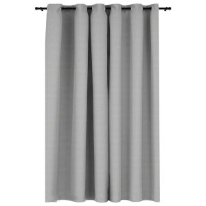 vidaXL cortina opaca con ojales look de lino gris 290x245 cm