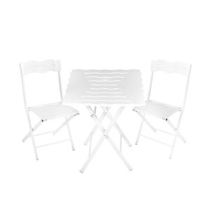 Wellhome 3p set de mesa y sillas de jardín blanco 60x73x60 cm