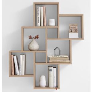Estante de pared fmd con 8 compartimentos roble 2006-002